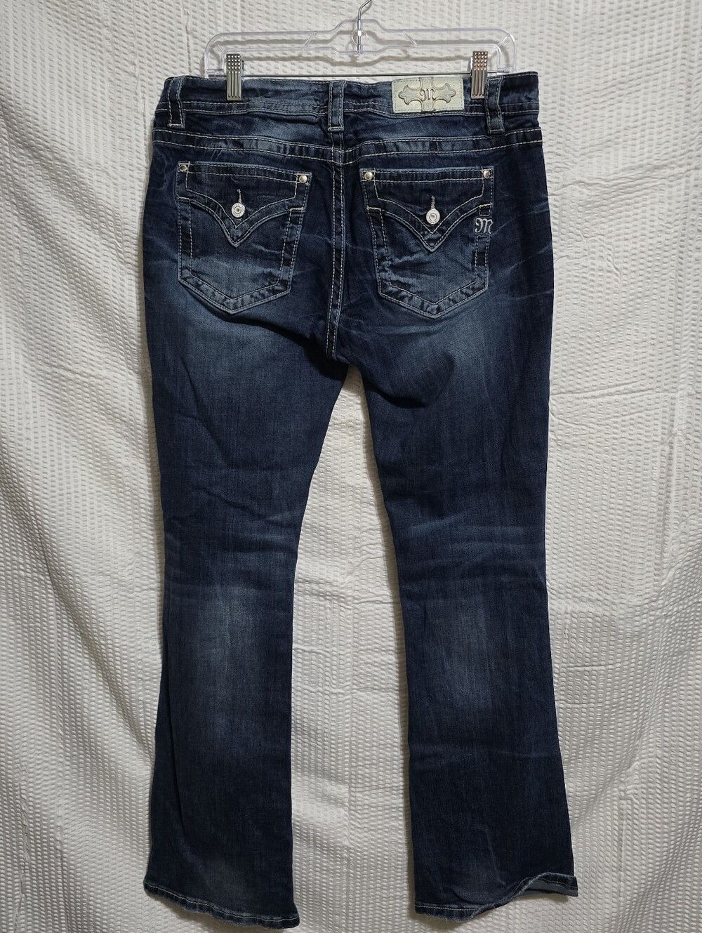 Miss Me Mid-Rise Easy Boot Jeans Size 32 Dark Wash Stonewashed Western